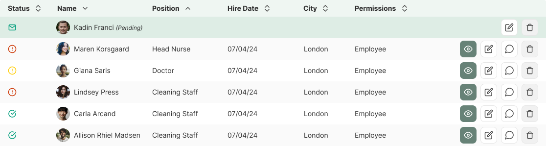 Desktop Table Example